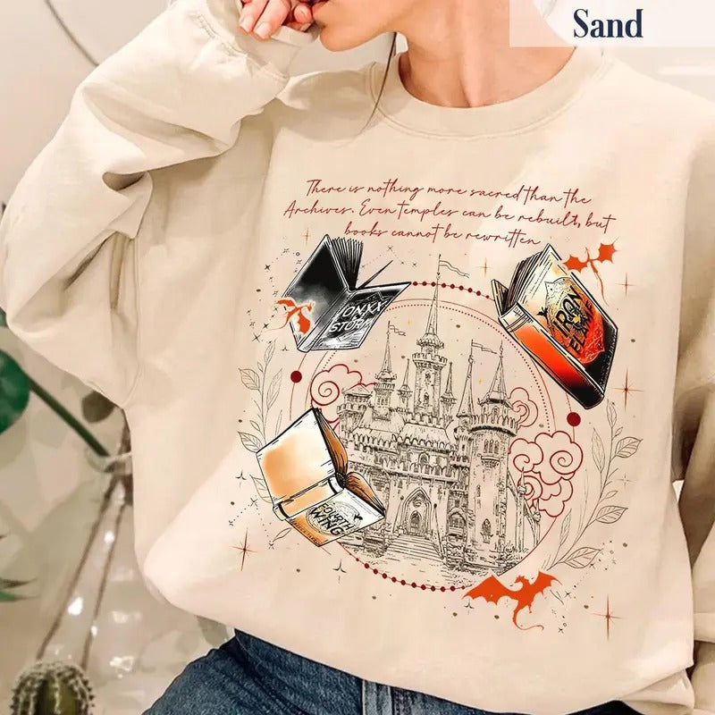 [Up To 5XL] Vintage Fourth Wing Series Sweatshirt For Fans Basgiath War College Shirt Violet Sorrengail Fantasy Book Dragon Rider Tee Book Merch Gift