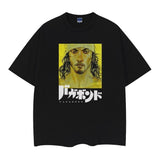 Vagabond "Musashi" Heavyweight Vintage Tee 100% Cotton OVERSIZED Anime T-shirt Menswear Top Crew Necks Tshirt Casual Streetwear Black Baggy Tropical Crewneck