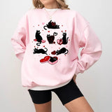Valentine Cute Cats Sweatshirt, Valentine Sweatshirt, Funny Valentine Sweatshirt, Black Cat Sweatshirt, Meowy Valentines Cat Sweatshirt, Cat Lover Sweatshirt, Black Cat Hearts Sweatshirt