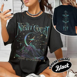Velaris The Night Court Acotar 2 Sided Shirt, throne of glass merch, Court Of Dreams, Inner Circle Acotar Tee, acotar merch Casual Collar