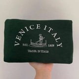 Venice Italy Embroidered sweatshirt; Travel in Italia crewneck;  Casual Christmas gift Lightweight Clothing