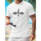 Vibrant Music Print Short Sleeve T-Shirt for Men - Casual Summer Tee with Unique Design - Comfortable, Breathable, and Stylish Made in USA