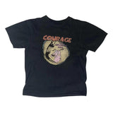 Vinatage Courage Dog Baby Tee - Gothic Emo Girl Tops, Cute Baby Tee, Women's Vintage T-Shirt, Casual Crewneck, Short Sleeve, Fitted Design