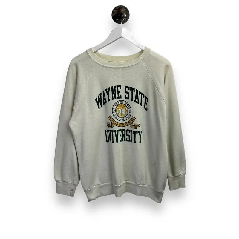 Vintage 80s Champion Wayne State University Collegiate Crest Sweatshirt Size XL