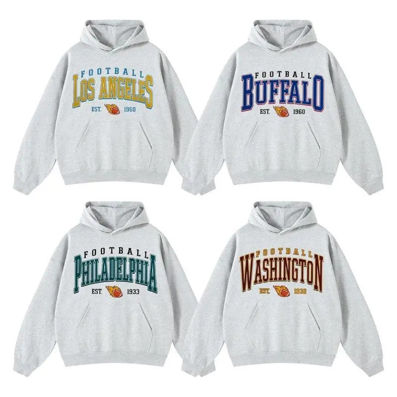 Vintage 90s All Team National Football Sport Grey Hoodie, Football Sweatshirt, Football Game Day Shirt, Team Unisex Shirt Gift Football Fan Pullover Menswear Tops Man