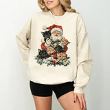 Vintage 90s Cat Christmas Sweatshirt, Retro Christmas Sweatshirt, Vintage Christmas Crewneck, Christmas Sweatshirt, Retro Santa Sweatshirt