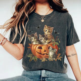 Vintage 90s Cat Halloween Shirt, Retro Halloween Shirt, Spooky Pumpkin Tee, Pumpkin Shirt, Halloween Shirt, Vintage Halloween Shirt