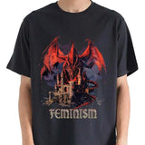 Vintage 90s Feminism Dragon Fantasy Graphic T-Shirt - Funny Gag Meme Tee, Feminism Dragon Shirt, Perfect Gag Gift