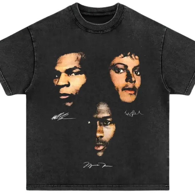 Vintage 90s MICHAEL JACKSON MICHAEL JORDAN MIKE TYSON  Graphic Tee, Gift Fan, Unisex For Men And Women Menswear Top Underwear Streetwear