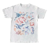 Vintage 90s Watercolor Sea Creatures Tshirt, Retro Ocean Lovers Nature Shirt, Sealife, Ocean, Whale, Orca, Fish Lovers Gift, Unisex Tee Menswear Top