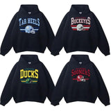 Vintage All Football Teams Black Hoodie - Unisex Classic Tee Casual Sweater Pullover Sweatshirts t shirt Sport football fan ncaa fan football team
