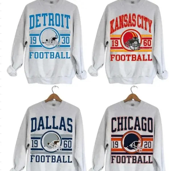Vintage All Team Football Crewneck Sweatshirt, The Game Day Retro Sweater, The Game Day Retro Sweater, Unisex Tshirt Long Sleeve Long Sleeve Long Sleeve Casual Clothing