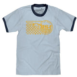 Vintage BSA Motorcycles Ringer T-Shirt - Light and Navy Blue