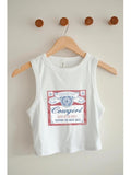 Vintage Beer Tank Top Cropped Women Rodeo Shirt Crop Top Western Cowgirl Tee Grunge Boho Tank Concert