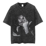 Vintage Benson Boone Middle Finger Graphic Tee, Edgy Black and White Portrait Shirt, Rebellious Streetwear Top, Unisex Music Attitude Tee