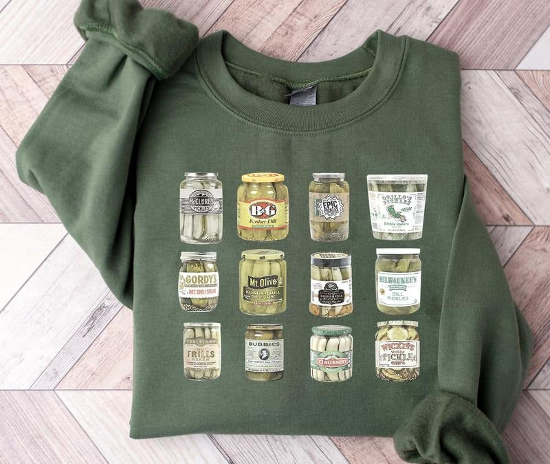 Vintage Canned Pickles Sweatshirt, Canning Season Sweatshirt, Pickle Lovers Sweater, Homemade Pickles Sweater