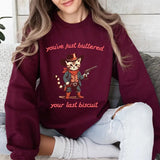 Vintage Cat You've Just Buttered Your Last Biscuit Sweater, Funny Cowboy Cat Meowdy Partner Last Haw Shirt