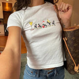 Vintage Cocktail Baby Tee, Coquette Baby Tee, Retro Graphic Top, Pinterest Aesthetic, 90s Tshirt, Y2K, Bar Illustration, Cocktail Penguins