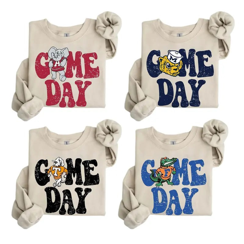 Vintage College Game Day All Teams NCAA Unisex Sweatshirt, All Teams NCAA Sweatshirt, Game Day Sweatshirt. Crewneck Classic Sweaters