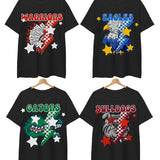 Vintage College Mascot Lightning Bolt-Checkered with Stars NCAA T-shirt, School Spirit Shirt, Football Preppy Mascot Shirt, Mascot Game Day T-shirt, Vintage T-shirt All Teams NCAA, Classic Sport T-shirt, Gifts For Sport. Cotton