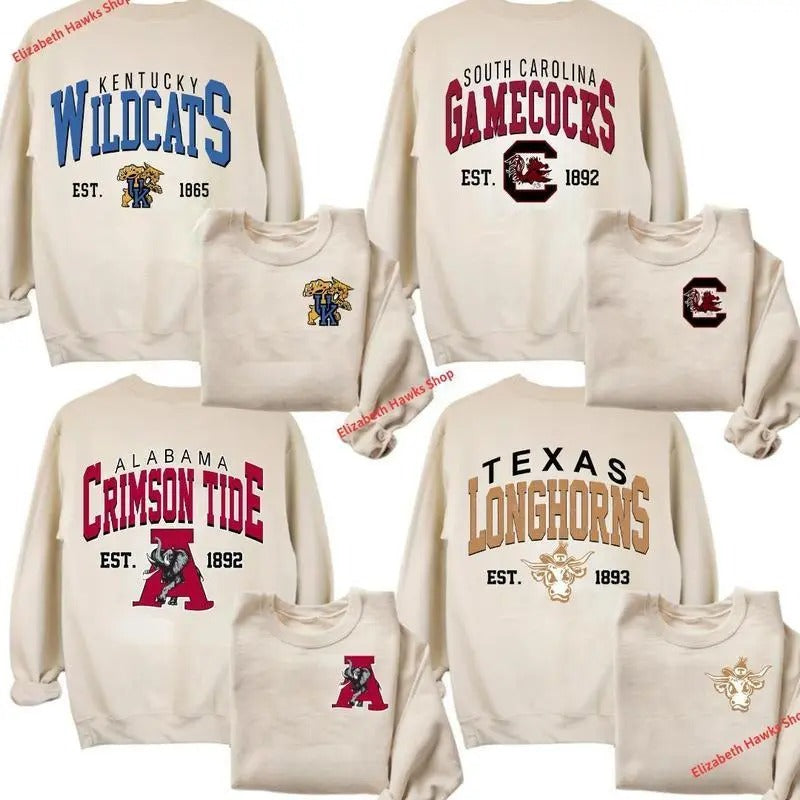 Vintage College Team Colection Sand Crewneck Sweatshirt 2 Side, Vintage Football Team NCAA Sweatshirt, Gift For Fan
