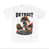 Vintage Detroit Football Cotton Skeleton T-Shirt Unisex Design