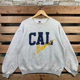 Vintage Distress Ncaa Russell Cal Bears Sweatshirt Cal Bears Crewneck Jumper Cal Bears Pullover Sweater Cal Bears Logo Graphic Gray Colour