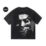 Vintage Fear Portrait Graphic Print Acid Washed Unisex T-Shirt, Hoodie, Sweatshirt S-3XL, Mens & Womens Streetwear Tops & Underwear Casual