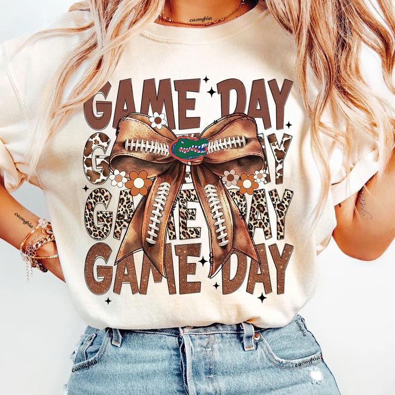 Vintage Florida Gators Football Coquette Bow Game Day Shirt, Gameday Women's Sweatshirt Cotton Fit Top Womenswear