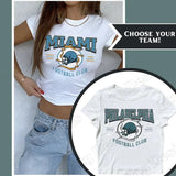 Vintage Football Baby Tee, All Teams Available, Sports Team Football Tee, Retro Cropped Tees for Fall Fit Outfit Cotton Short Womenswear Athletic Simple Slim Style Shirt Tops