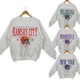 Vintage Football Team Crewneck Sweatshirt In Sport Grey - Classic Fit, Unisex, Casual Style, S-5XL