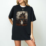 Vintage Ghost Haunted House Midnight Halloween Ghost Spooky T-Shirt, Trendy Halloween Shirt