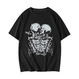 Vintage Goth Men Skeleton Print Y2k Graphic Tee, Sweatshirt, Hoodie Gift For Women Top Womenswear Underwear Cotton Polyester T-Shirt