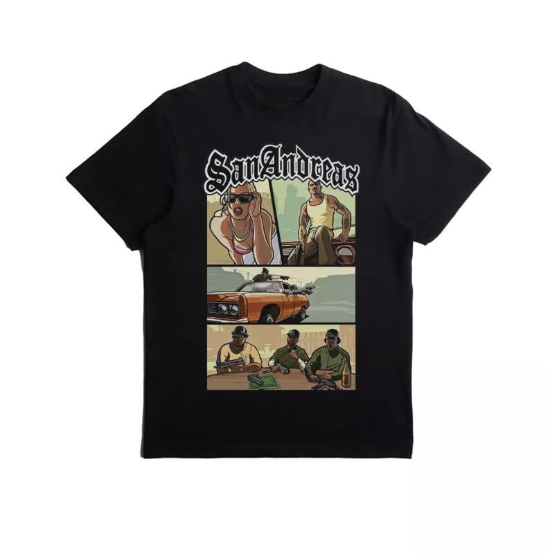 Vintage Graphic T-Shirt, Grand Theft Auto, GTA San Andreas, Retro
