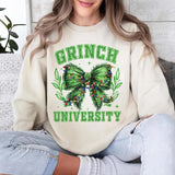 Vintage Grnchmas Coquette Bow Sweatshirt, Christmas Green Bow sweatshirt Shirt, Christmas Lights Bow Shirt, grinnch bow