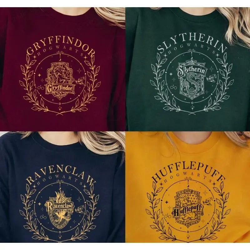 Vintage Gryffindor Houses Sweatshirts, Hogwarts House Sweatshirt, HP Wizard School Shirt, Potterhead Sweater Gift, Magic World Sweater Cotton Womenswear