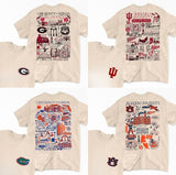 Vintage Hand Drawn University Impressions Artwork NCAA 2Sides T-shirt, Vintage T-shirt All Teams NCAA, Gifts For Sport. Cotton Menswear Top