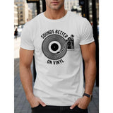 Vintage Music Lover's Tee - Short Sleeve Casual T-Shirt for Men - Sounds Better On Vinyl Print Tee Shirt for Summer Music Festival Made in USA