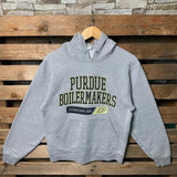 Vintage NCAA Purdue Boilermakers Hoodie Purdue Pullover Hooded Purdue Boilermakers Logo Graphic Print Purdue Boilermakers Football Gray