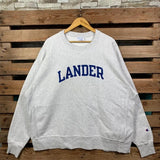 Vintage Ncaa Lander Sweatshirt Lander Crewneck Sweater Lander Pullover Jumper Lander University Embroidery Logo Grey Colour 3XLarge