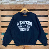 Vintage Ncaa Western Vikings Sweatshirt Western Crewneck Jumper Vikings Pullover Sweater Western Vikings Logo Print Graphic Black Colour