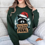 Vintage Retro Sorry Santa I've Been Feral Christmas Raccoon Funny Christmas Hoodie - Sweatshirt - Unisex Tee