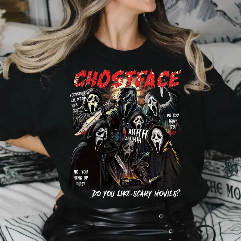 Vintage Scream Ghostface Sweatshirt, Let's Watch Scary Movie Shirt, Horror Movie Shirt, Scream Movie Tee, Ghostface Sweatshirt