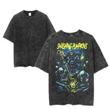 Vintage Smashing Pumpkins Skeleton Graphic Tee, Retro Rock Band Tee, Double-Sided Graphic Design, Casual Streetwear, Unisex Cotton Shirt