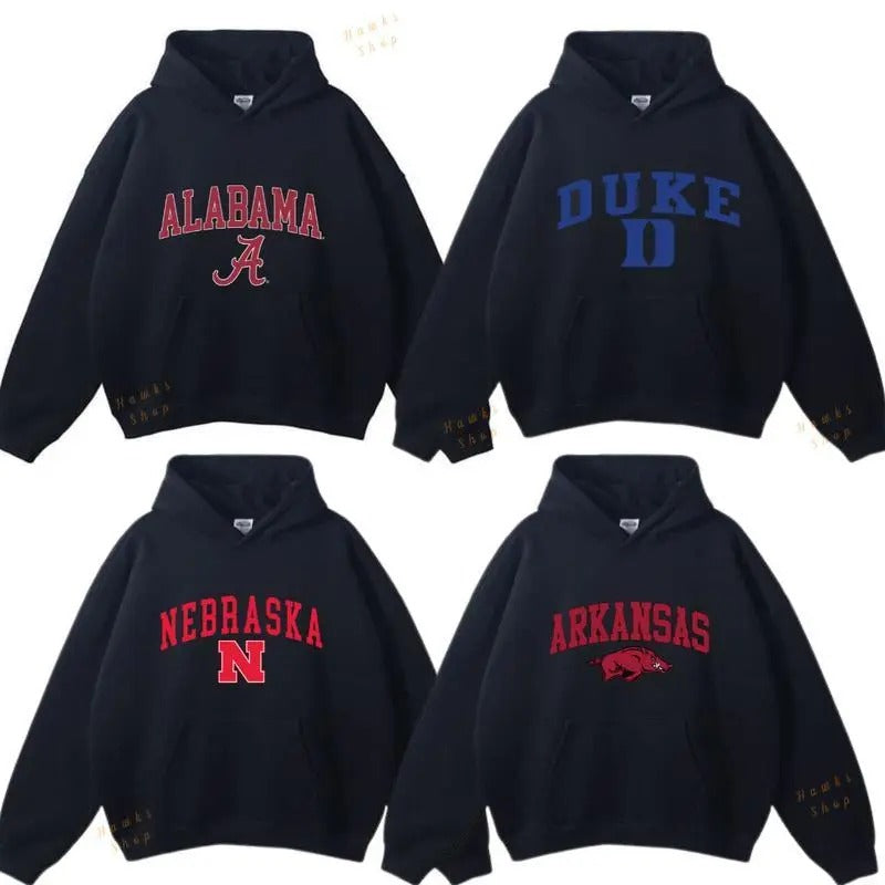 Vintage Sport Teams NCAA Collection Unisex Crewneck Black Hoodie, Graphic Team Collection Hoodie, Gift For NCAA Fans ncaa fan football team