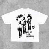 Vintage Street Portrait Graphic Print Cotton T-Shirtstyle{n002}2