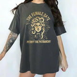 Vintage The Female Gaze Petrify the Patriarchy T-Shirt, Feminist Graphic Tee, Girls Power Unhinged Tees, Women Empowerment T-shirt