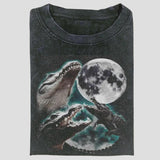 Vintage Three Gator Moon Graphic Tee, Swampcore Animal Meme Shirt, Retro Beast Aesthetic, Unisex Menswear Womenswear Top