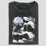 Vintage Three Skunk Moon Graphic Tee, Funny Animal Meme Shirt, Cloudcore Forest Vibes Aesthetic, Unisex Menswear Womenswear Top