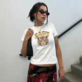 Vintage Tiger Graphic Baby Tee, Retro 90s Animal Print Tee, Cool Easy Tiger Design Fashion Streetwear